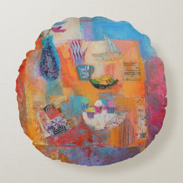 Summer Table Round Pillow (Front)