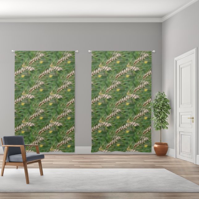 Summer Tall Grass Nature Pattern Blackout Curtains (Wide)