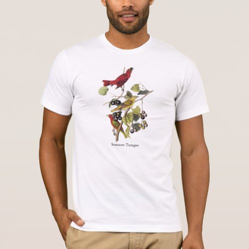 Summer Tanager by John Audubon T_Shirt