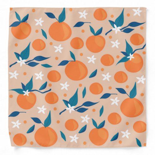 Summer tangerines and flowers bandana