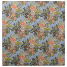 Summer Tapestry Floral Bouquet on Blue Napkins