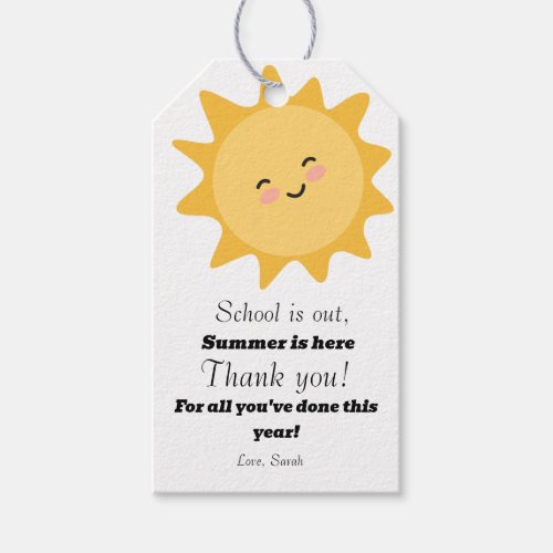 Summer teacher appreciation out end of year favor gift tags