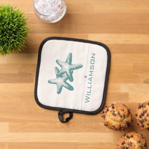 Summer Teal Double Starfish Pot Holder