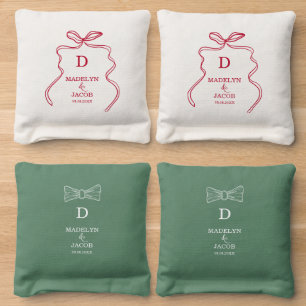 Summer Team Bride & Groom Wedding Reception Bow Cornhole Bags