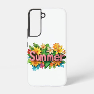 Summer Text - Colorful Summer Flowers Illustration Samsung Galaxy S22 Case