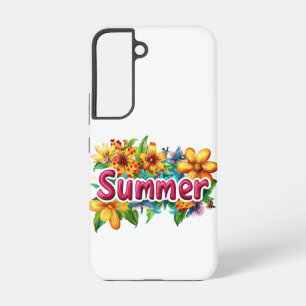 Summer Text - Colorful Summer Flowers Illustration Samsung Galaxy S22 Case