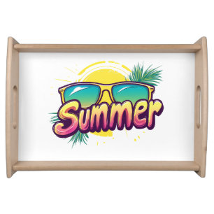 Summer Text - Colorful Summer Sunglasses Serving Tray