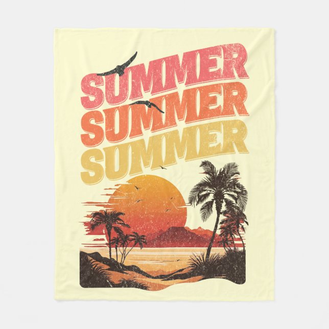 Summer text design fleece blanket (Front)
