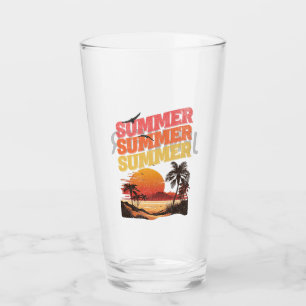 Summer text design glass