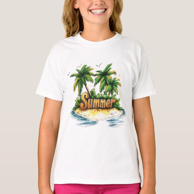 Summer Text - Tropical Summer Island T-Shirt (Front)