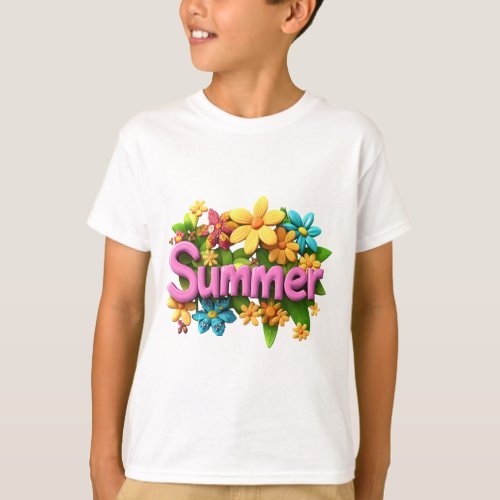 Summer Text with Flowers T-Shirt