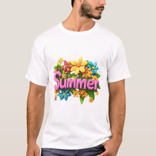 Summer Text with Flowers T-Shirt
