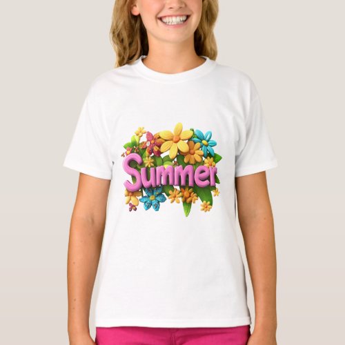 Summer Text with Flowers T-Shirt