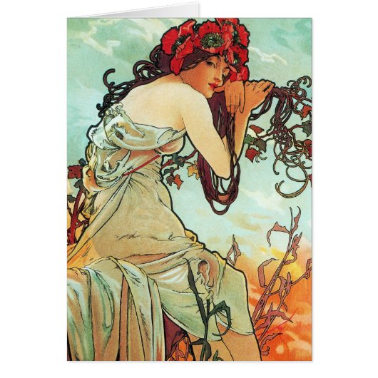 Summer, The Seasons, Mucha Cards (Front)