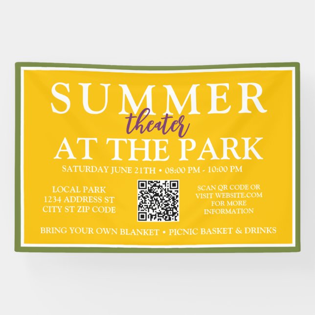 Summer Theater at the Park | Outdoor Event Sign (Horizontal)
