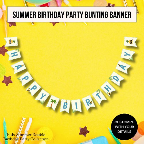 Summer Theme Kids Birthday Party bunting banner