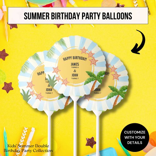 Summer Theme Kids Double Birthday Party Balloon