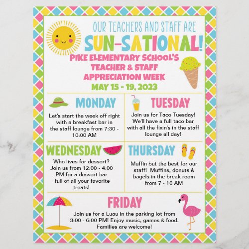 Summer Themed Teacher  Staff Appreciation Week  Flyer