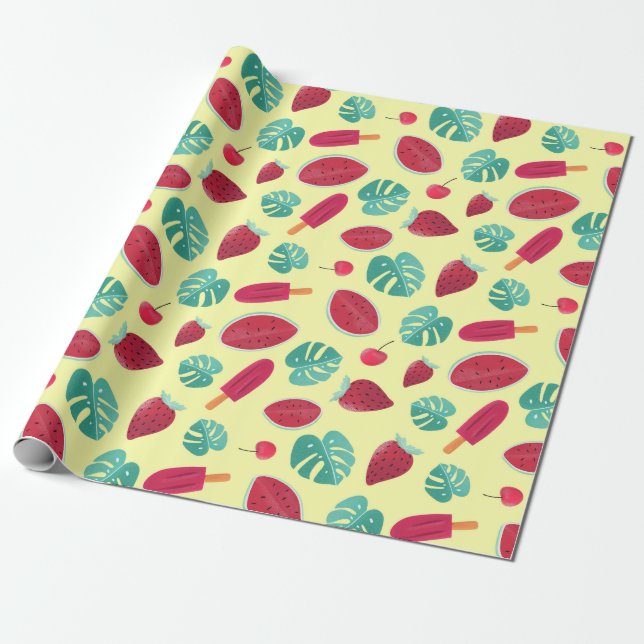 Summer themed wrapping paper (Unrolled)