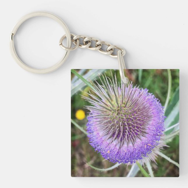 Summer Thistle Flower Keychain (Front)