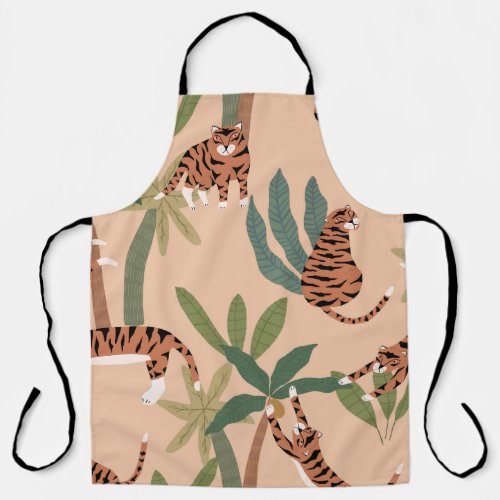 Summer Tigers Palm Trees Exotic Apron