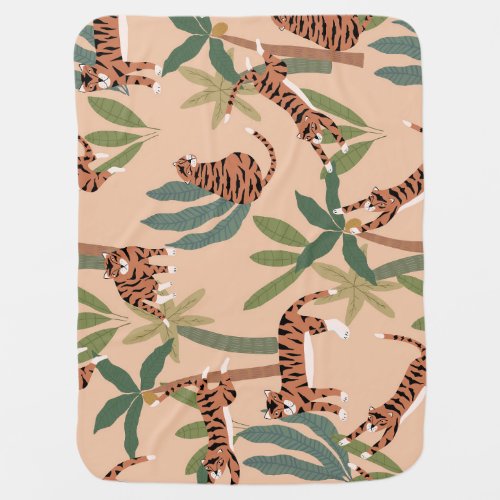 Summer Tigers Palm Trees Exotic Baby Blanket
