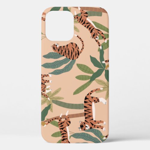 Summer Tigers Palm Trees Exotic iPhone 12 Case