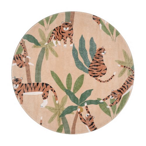 Summer Tigers Palm Trees Exotic Cutting Board