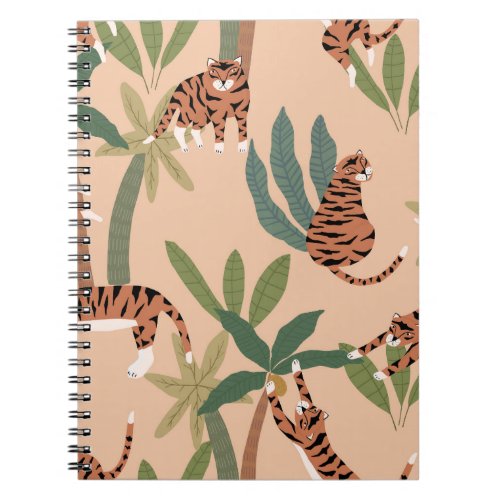 Summer Tigers Palm Trees Exotic Notebook