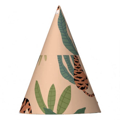 Summer Tigers Palm Trees Exotic Party Hat