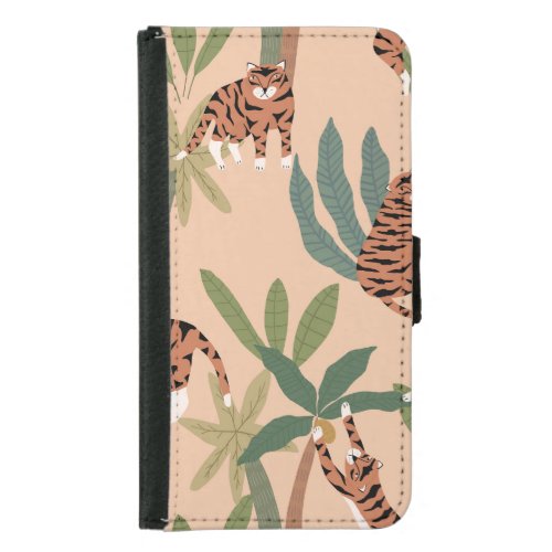 Summer Tigers Palm Trees Exotic Samsung Galaxy S5 Wallet Case