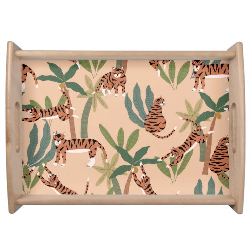 Summer Tigers Palm Trees Exotic Serving Tray