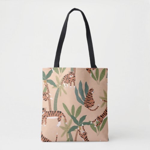 Summer Tigers Palm Trees Exotic Tote Bag