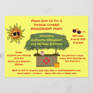 Summer Tiki Hut Beach Cocktail Engagement Party Invitation