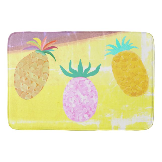 Summer Tiki Pineapple Luau Bath Mat (Front)