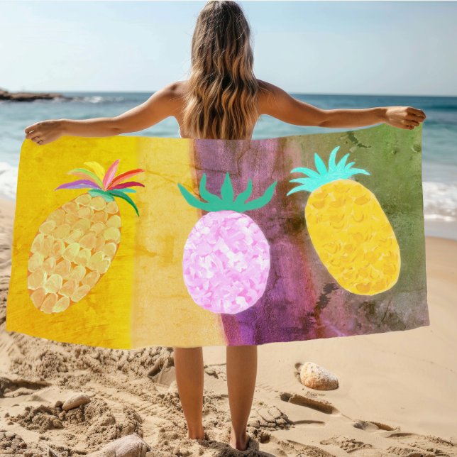 Summer Tiki Pineapple Luau Beach Towel (Creator Uploaded)