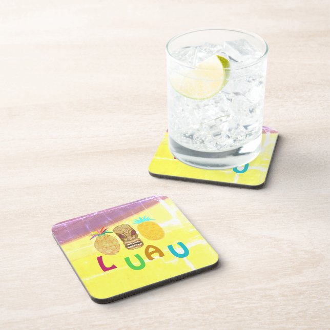 Summer Tiki Pineapple Luau Beverage Coaster (Right Side)