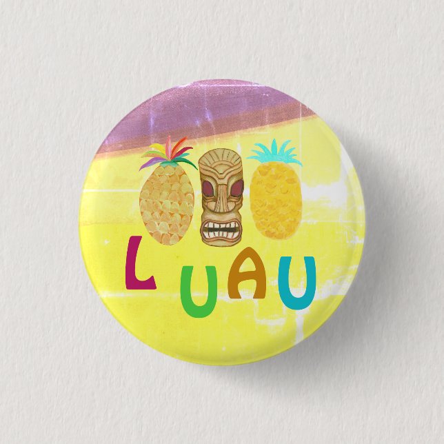Summer Tiki Pineapple Luau Button (Front)