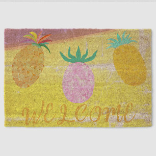 Summer Tiki Pineapple Luau Fiber Doormat