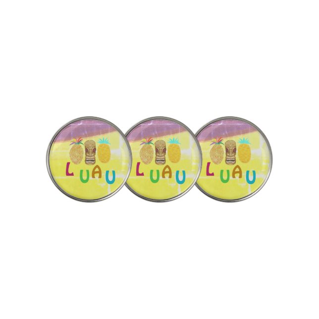 Summer Tiki Pineapple Luau Golf Ball Marker (3 Up)