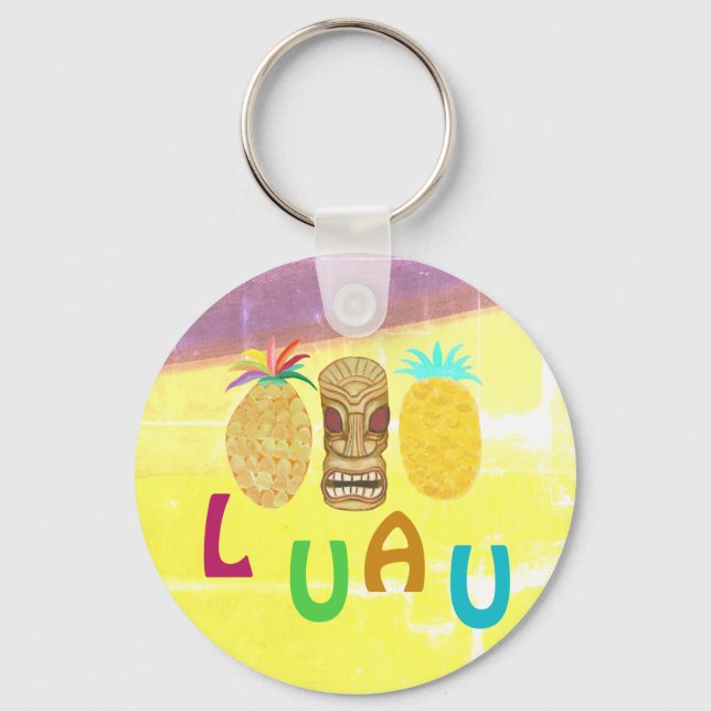 Summer Tiki Pineapple Luau Keychain (Front)