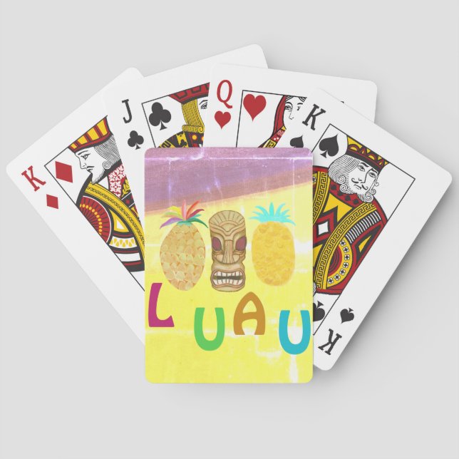 Summer Tiki Pineapple Luau Poker Cards (Back)