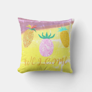 Summer Tiki Pineapple Luau Throw Pillow