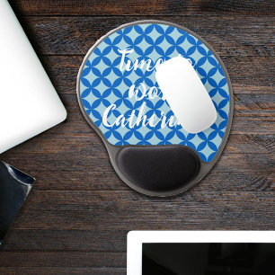 Summer tile with azure circles blue Gel Mousepad