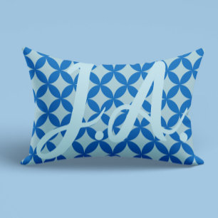 Summer tile with azure circles on baby blue accent pillow