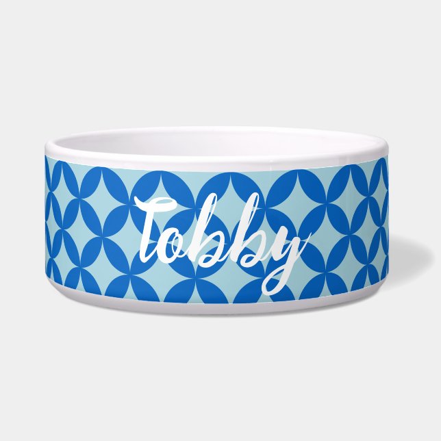 Summer tile with azure circles on baby blue bowl (Front)