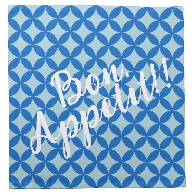 Summer tile with azure circles on baby blue cloth napkin (Front)