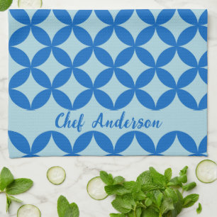 Summer tile with azure circles on baby blue kitchen towel