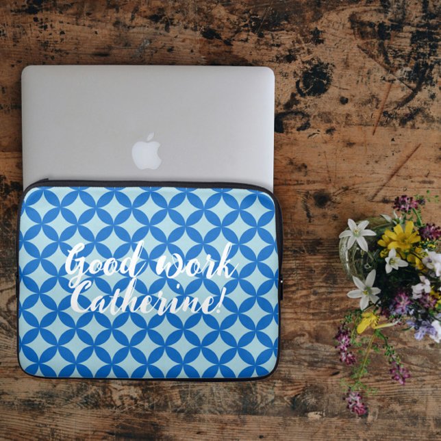 Summer tile with azure circles on baby blue laptop sleeve (Summer tile with azure circles on baby blue laptop sleeve
)