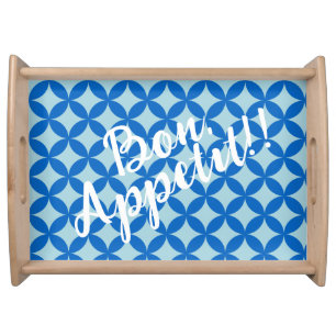 Summer tile with azure circles on baby blue serving tray